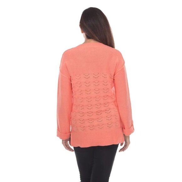 Neon Buddha Sweater Women XL Orange Pure Knits Infinity Popover Open Knit Cotton - Picture 2 of 9